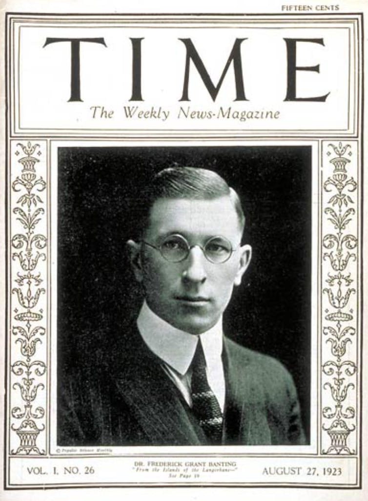 Frederick Banting en couverture du magazine TIME le 27 août 1923.