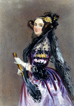 Aquarelle représentant une femme habillée à la mode du XIXᵉ siècle