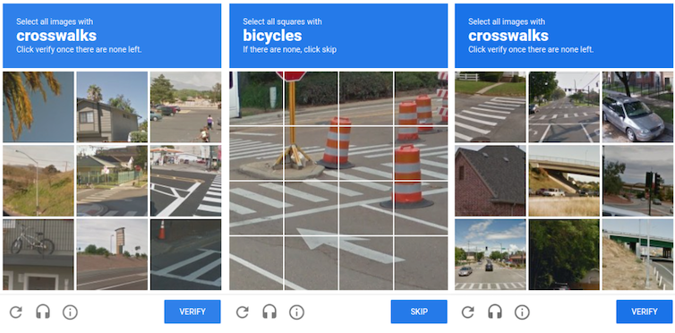 Exemples de reCAPTCHA