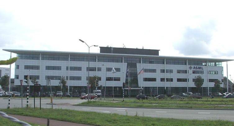 Vue des bâtiments du groupe néerlandais ASML à Veldhoven, aux Pays-Bas