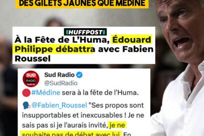 Fabien Roussel ouvre la bouche dans sa belle chemise, blanche et bien repassée.
