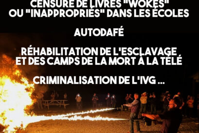 Deux élus Républicains incendient au lance-flamme un tas représentant des livres «wokes».