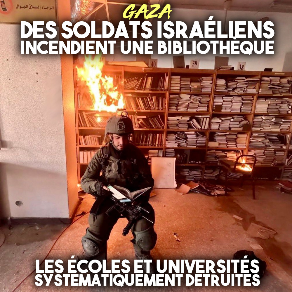 Gaza : des soldats israéliens brûlent une bibliothèque