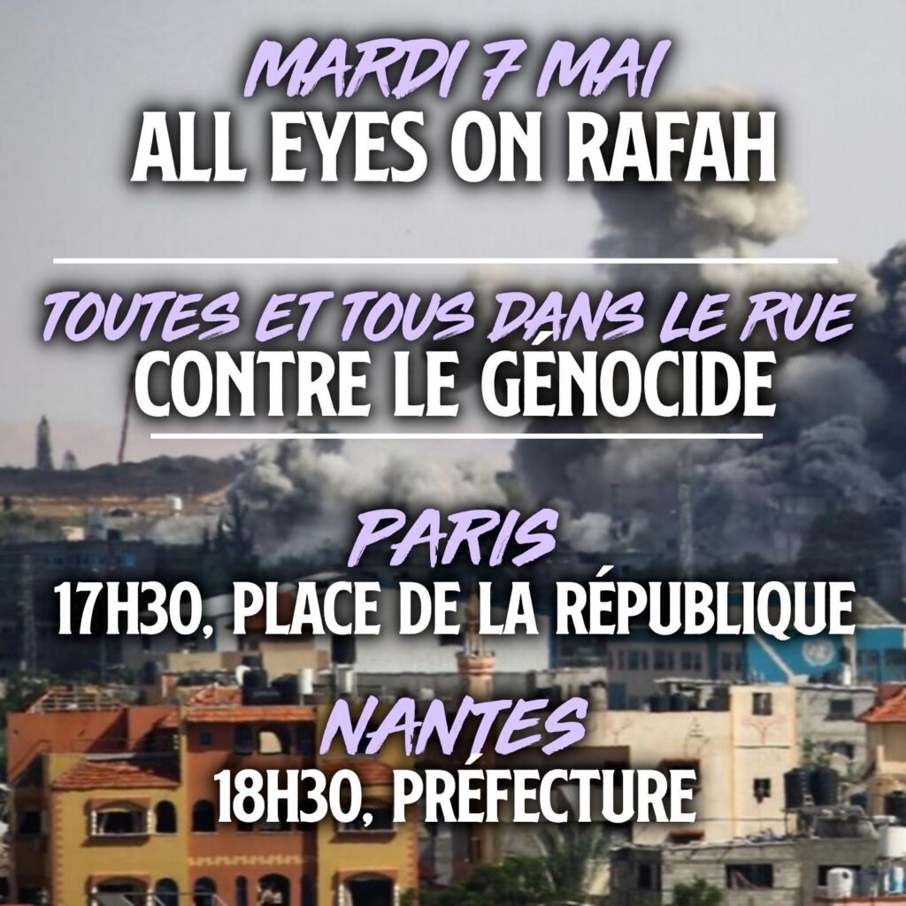 Plusieurs rassemblements sont organisés ce mardi contre la nouvelle attaque israélienne à Rafah dans la bande de Gaza. 