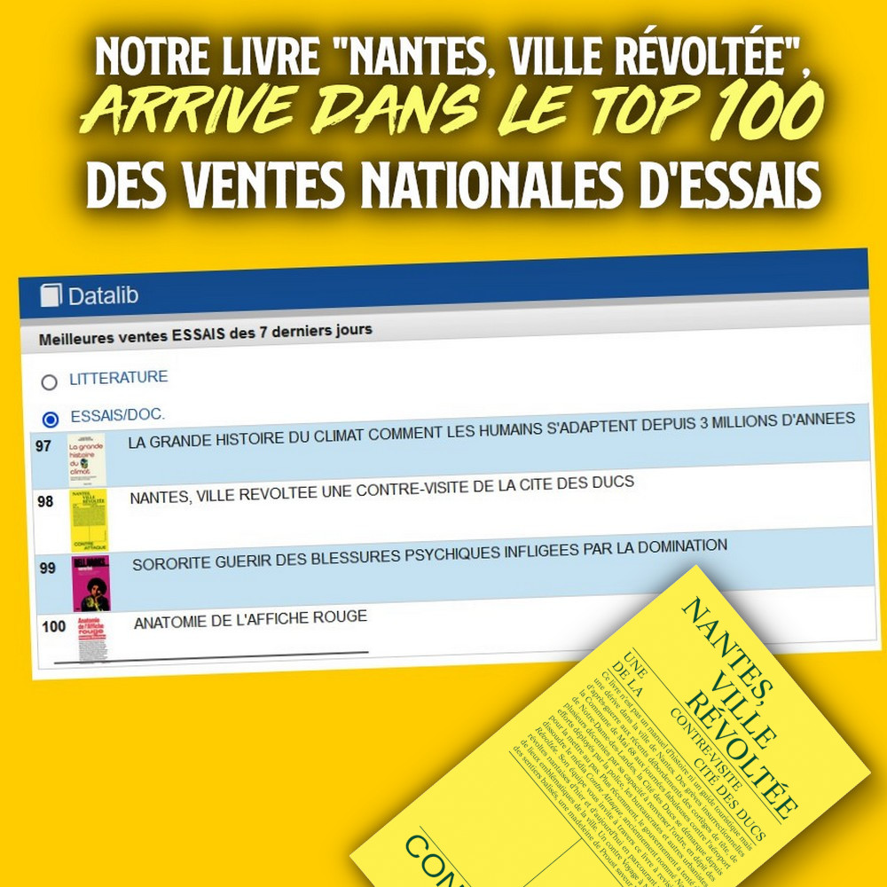"Nantes, ville révoltée" entre dans les 100 meilleures ventes d'essais en France