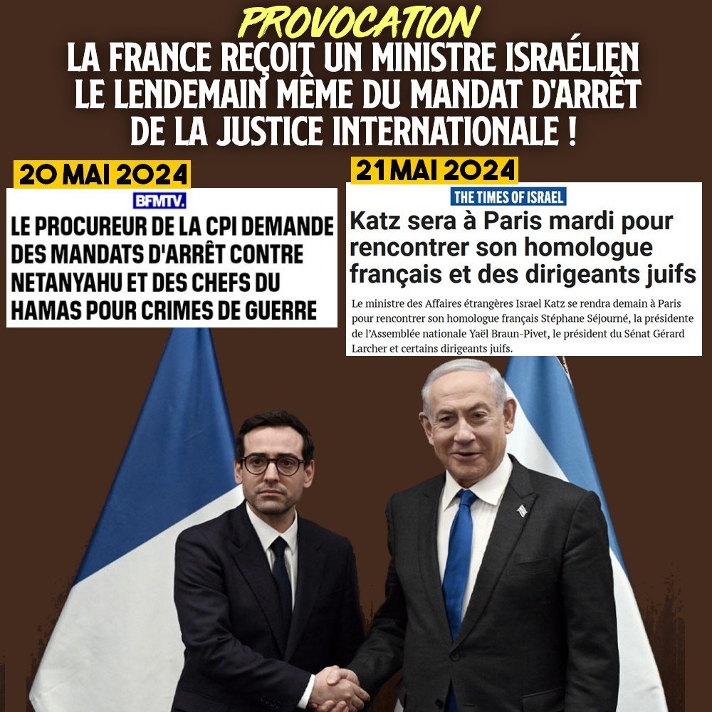 Stéphane Séjourné, Ministre des affaires étrangères en France, serrant la main d'Israël Katz, son homologue israélien.