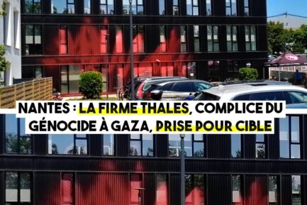 Les locaux de Thalès recouverts de peinture rouge à Nantes