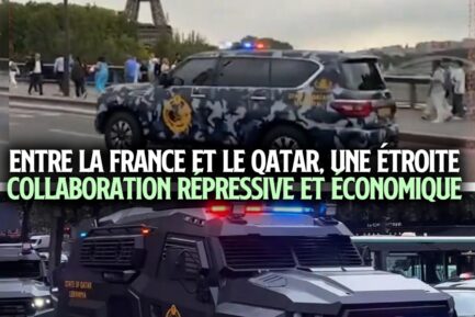Une voiture de police et des blindés du Qatar dans Paris pour les Jeux Olympiques