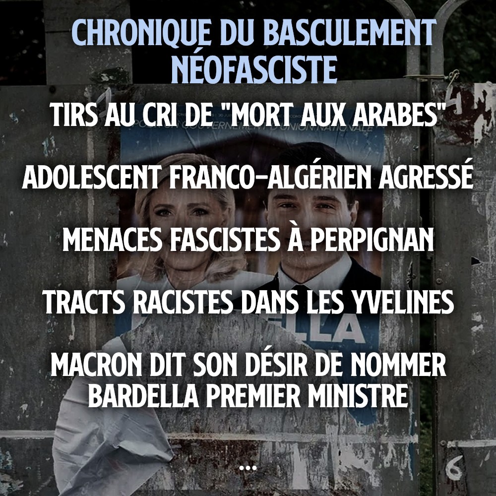 Une affiche présentant Bardella et Le Pen pour des élections : symbole de la montée du fascisme en France