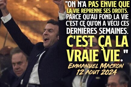 Macron levant les bras dans la tribune officielle des JO au lieu de rendre le pouvoir après avoir perdu les élections, c