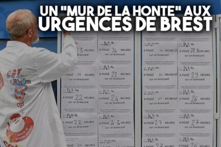 Le mur de la honte érigé devant les urgences de Brest par le délégué CGT.