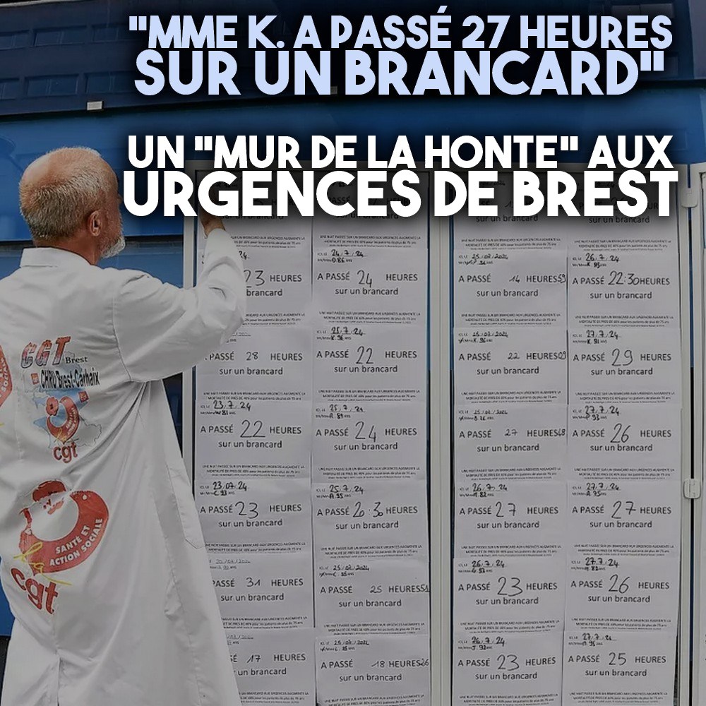 Le mur de la honte érigé devant les urgences de Brest par le délégué CGT.