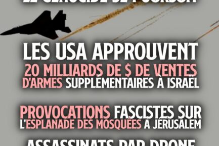 Un avion de chasse israélien bombardant Gaza, un génocide sponsorisé par les États-Unis.