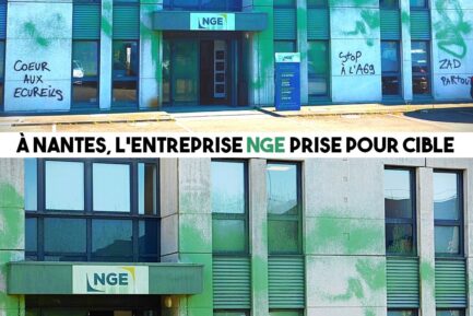 La façade de NGE repeinte à Nantes en soutien à la lutte contre l