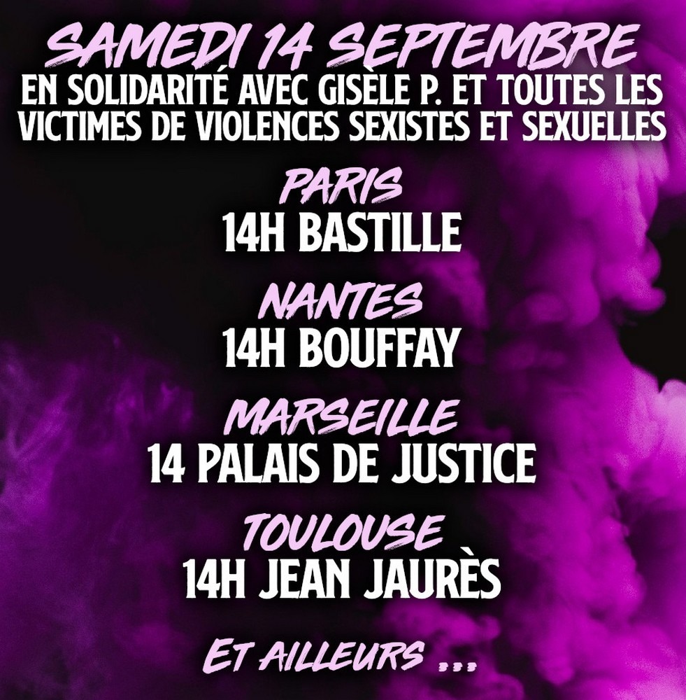 Les principaux rendez-vous en solidarité avec Gisèle Pélicot