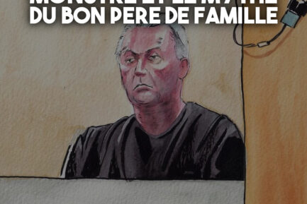 Dominique Pelicot à la barre, croquis d