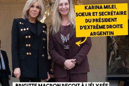 Brigitte Macron posant avec Karina Milei à L