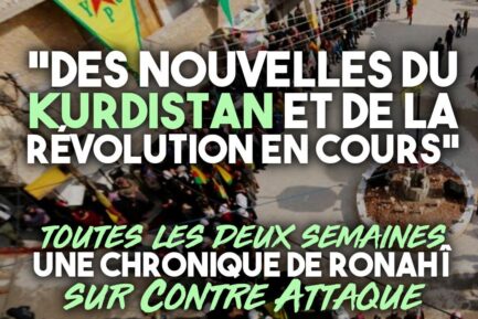 Des drapeaux des YPG et YPJ accrochés à un balcon au Kurdistan