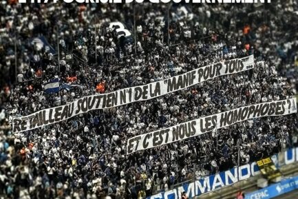 «Retailleau soutien N°1 de la Manif pour tous. Et c’est nous les homophobes ?» : la banderole des ultras marseillais en tribune face au PSG