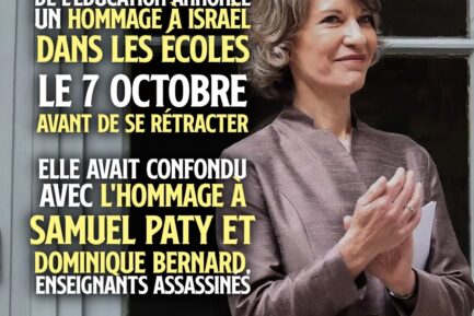 OUPS ! LA MINISTRE DE L’ÉDUCATION CONFOND UN HOMMAGE A SAMUEL PATY ET UN HOMMAGE À ISRAËL.