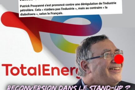 Patrick Pouyanné, le patron de TotalÉnergies, avec un nez rouge.