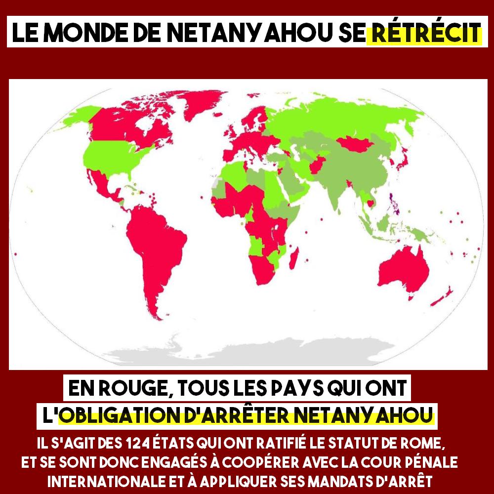 La carte des pays où Netanyahou peut encore aller.