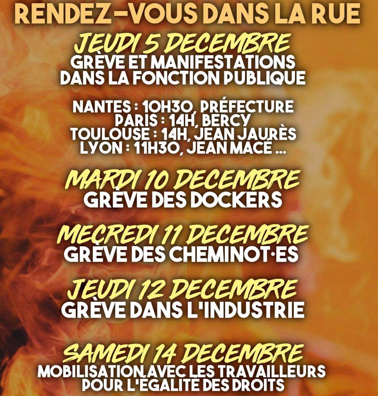 Les syndicats appellent à une série de grèves et de manifestations ces prochains jours. Voici les rendez-vous.
