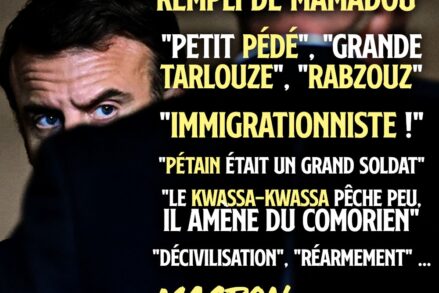Emmanuel Macron caché derrière ses citations les plus fascistes.