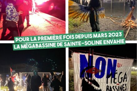sainte-soline : des opposant.e.s entrent dans la mégabassine pour célébrer sa suspension