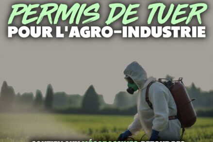 Un agriculteur en combinaison disperse un pesticide sur un champ : l