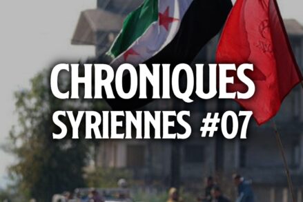 Manifestation brandissant le drapeau Syrien.