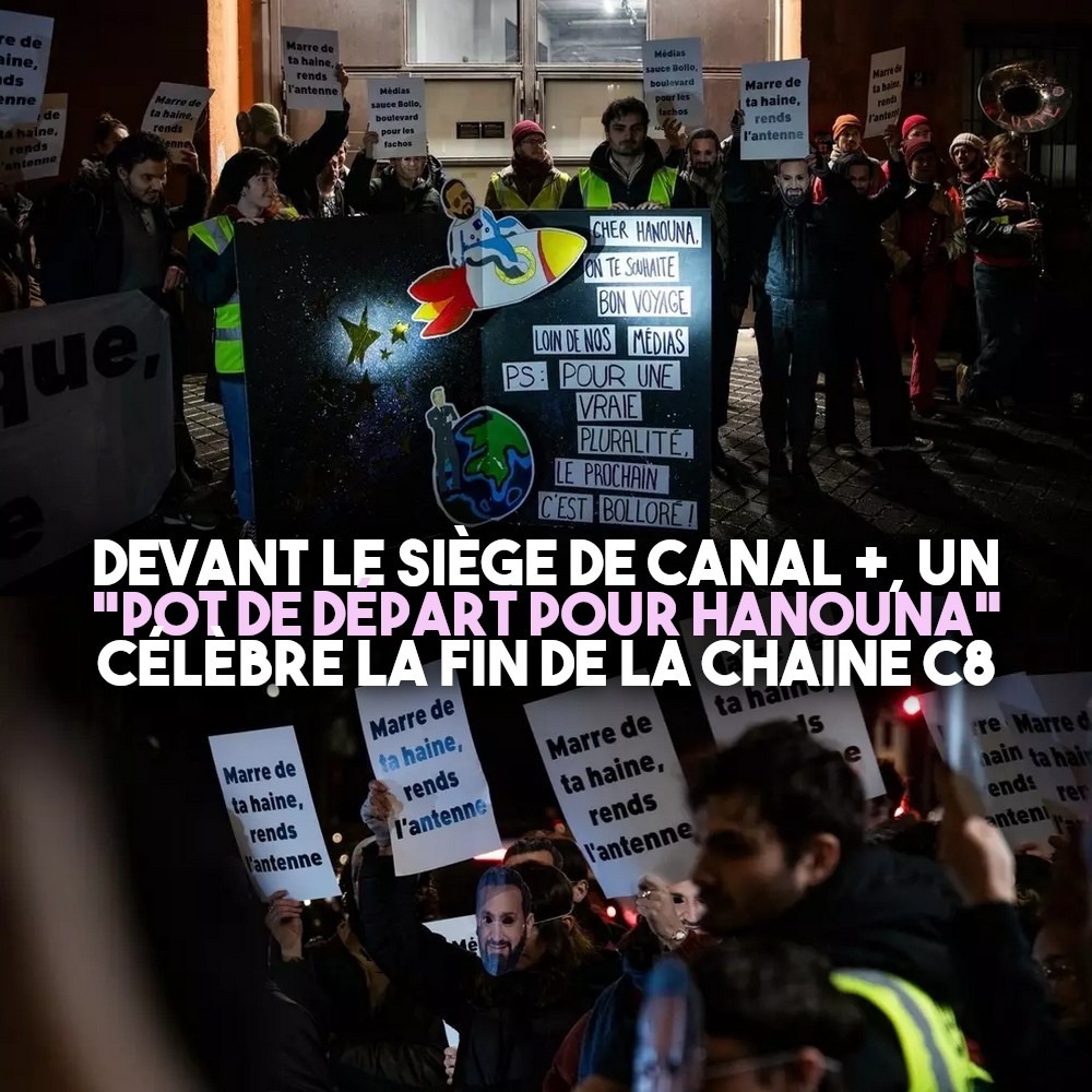 Des pancartes brandies pour le pot de départ d