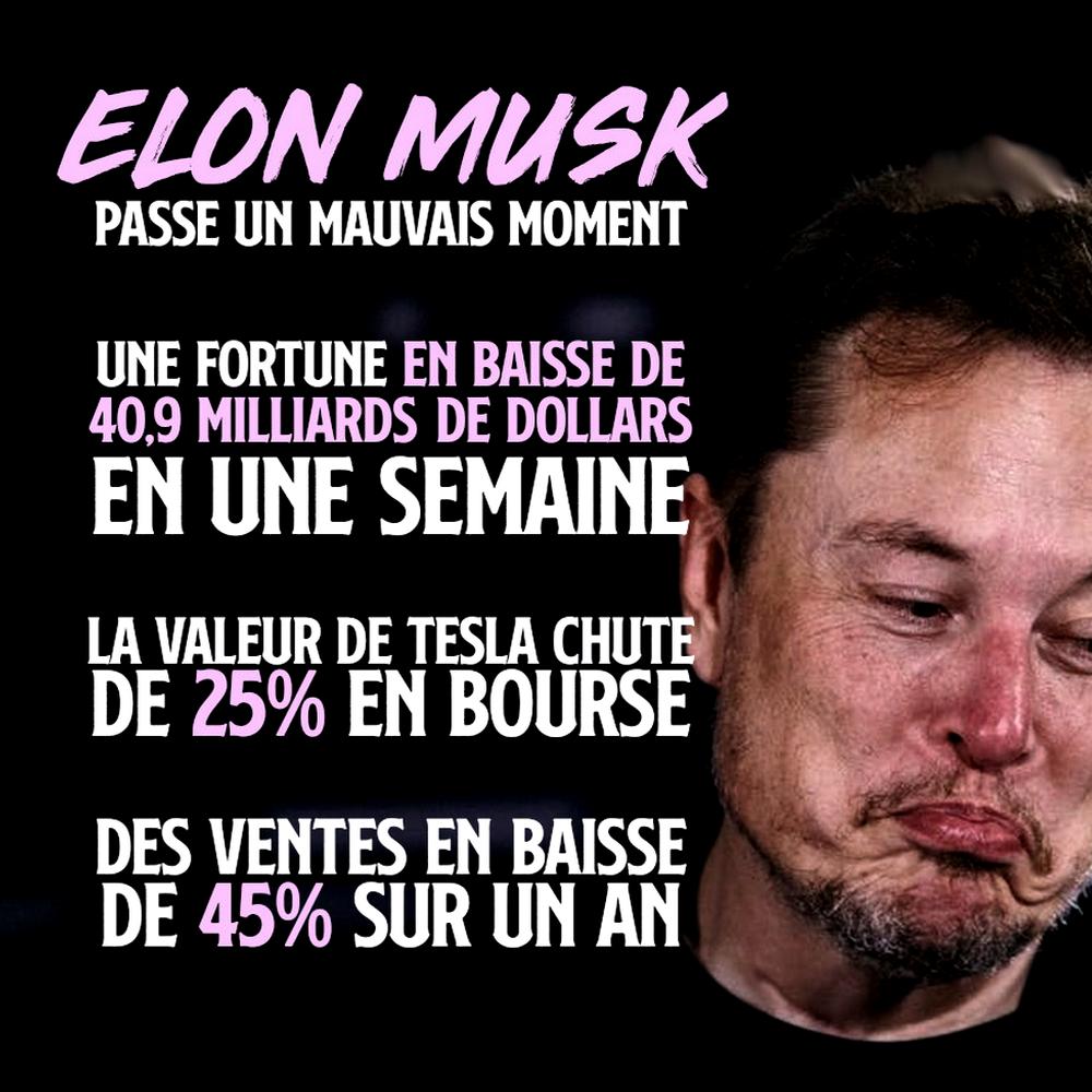 Elon Musk fait la tronche.