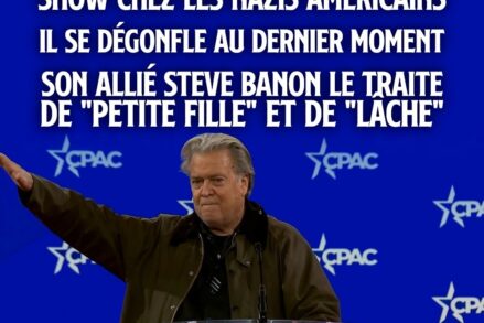 Steve Bannon faisant un salut nazi devant Bardella à la CPAC.