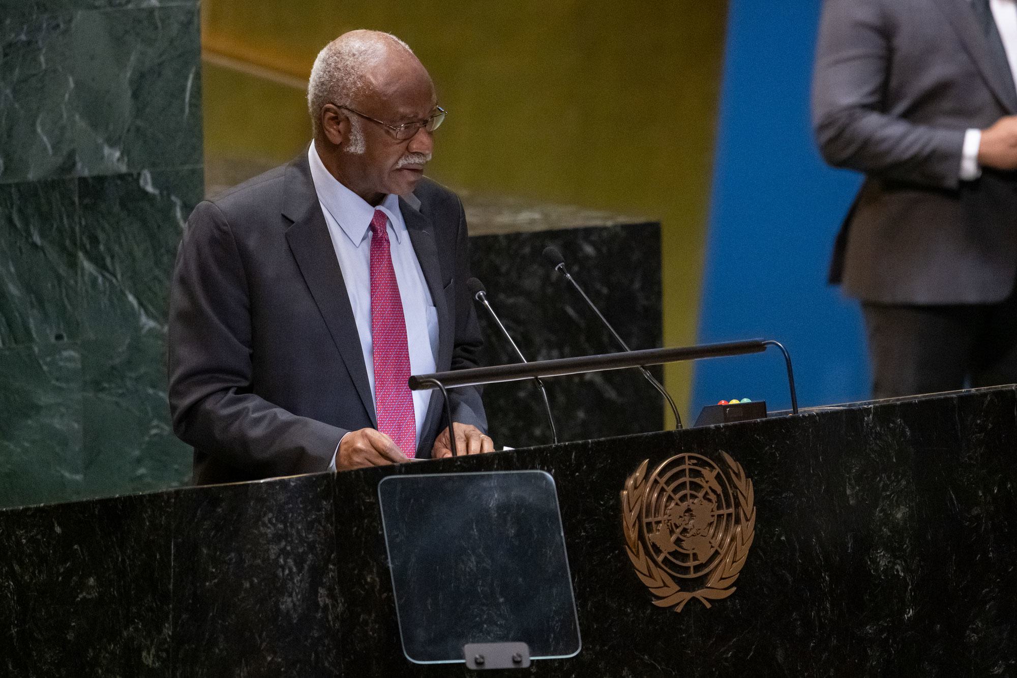 Le Président de l'Assemblée générale de l'ONU, Philemon Yang, à l'ouverture de la 69e session de la Commission.