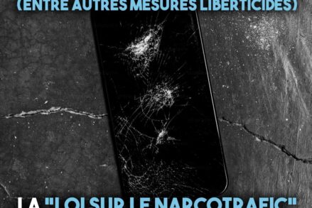 Un smartphone cassé qui aura bien du mal à envoyer des messages privés avec la loi sur le narcotrafic.