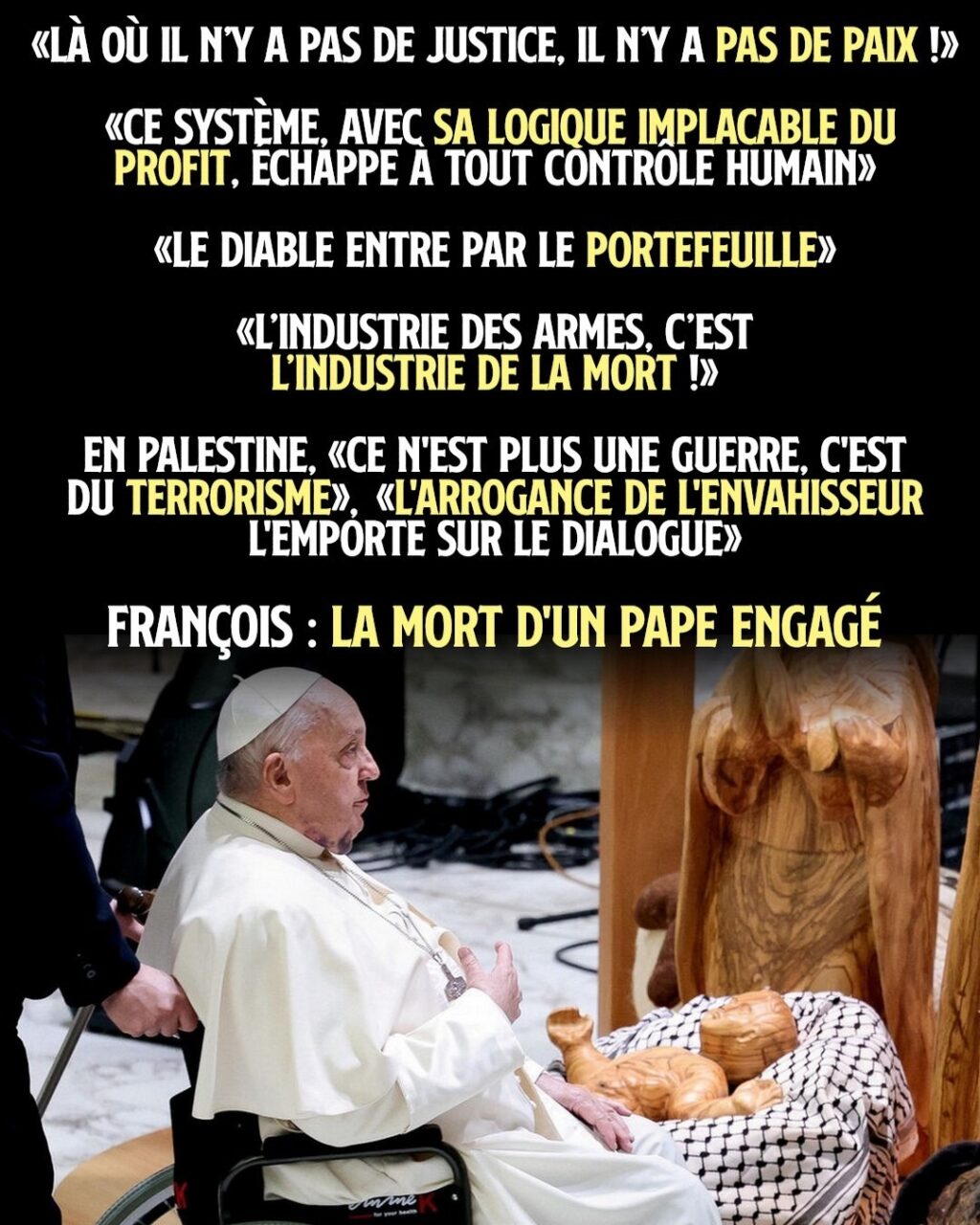 Le Pape François porté près d