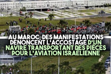 À Tanger, au Maroc, une importante manifestation pour blocker un navire de Maersk qui alimente le génocide israélien.