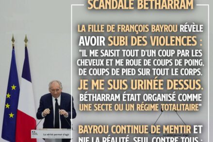 François Bayrou, notable de Pau, catholique réac et dont les enfants ont été scolarisés à Bétharram, fait un discours en tant que Premier Ministre devant un pupitre où s