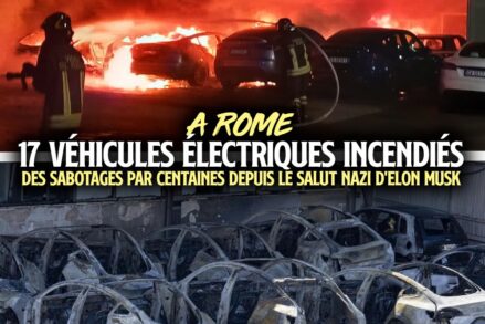 Des carcasses de voitures Tesla en flammes à Rome.