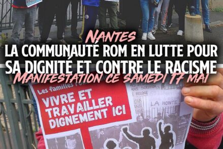La communauté rom de Nantes se mobilise devant la mairie avant la manifestation du 17 mai.