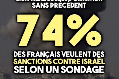 Malgré une propagande totalitaire des médias et un soutien «inconditionnel» du gouvernement, le soutien à Israël est ultra-minoritaire en France