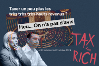 Visuel avec Le Pen et Bardella : "Taxer un peu plus les très très hauts revenus?", "Heu... on n'a pas d'avis"