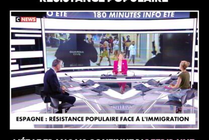 Pour qualifier les violences racistes qui ont lieu en Espagne, un bandeau de CNews indique "résistance populaire face à l
