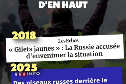 Un gilet jaune levant les bras : serait-il un représentant du complotisme d
