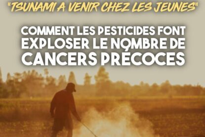 Un agriculteur pulvérise des pesticides sur son champ, préparant ainsi son cancer et celui de ses voisins.