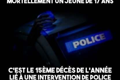 Un sigle police et un gyrophare dans la nuit : la police tue aussi avec ses véhicules.