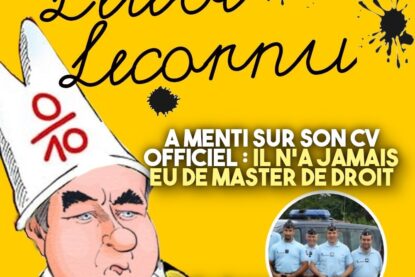 Sébastien Lecornu représenté en élève Ducobu portant un bonnet d