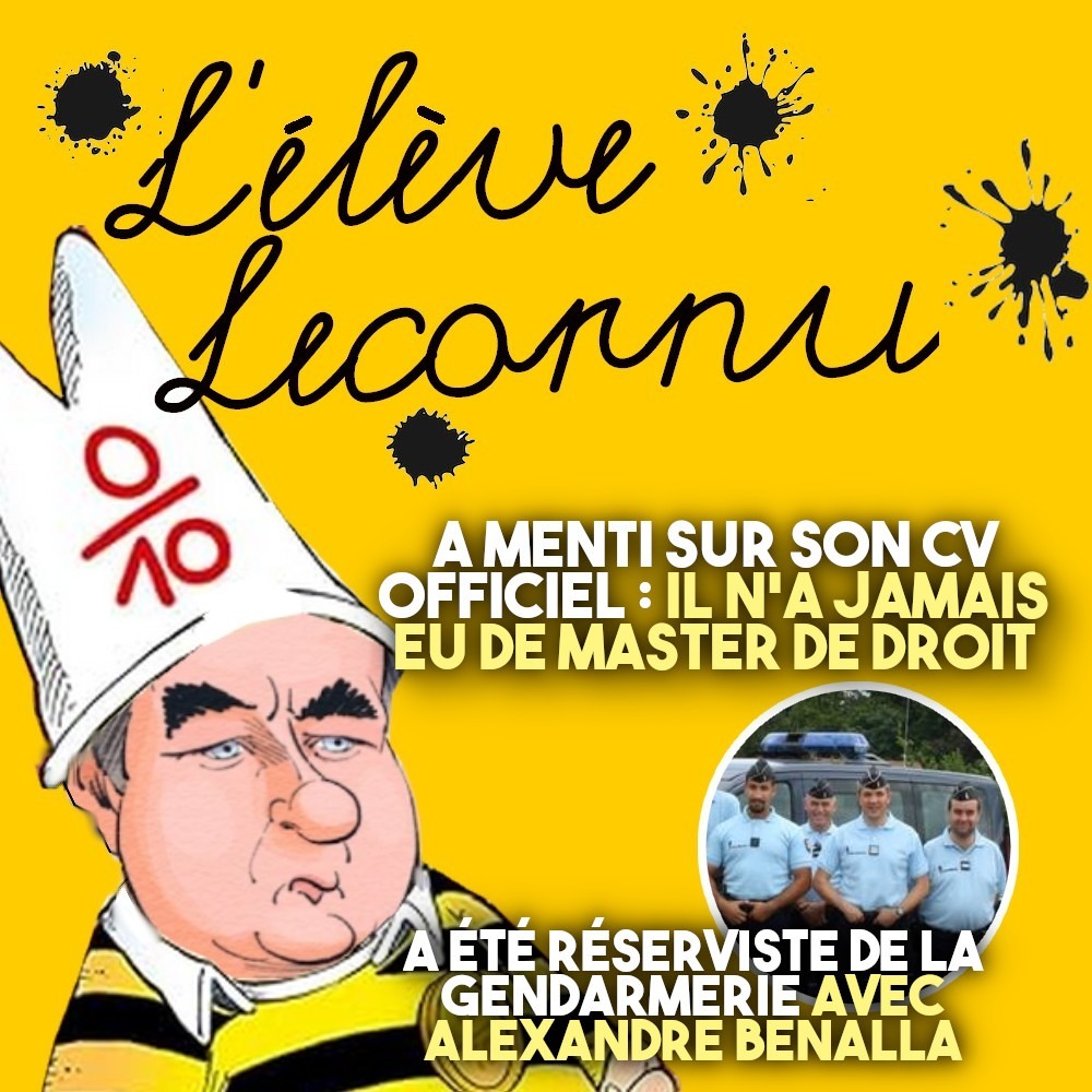 Sébastien Lecornu représenté en élève Ducobu portant un bonnet d