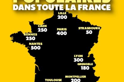 La carte des principales assemblées populaire qui ont eu lieu pour préparer la mobilisation du 10 septembre.
